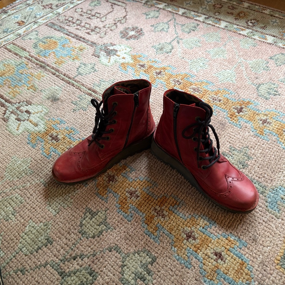 Fly London Red Ankle Boots - Picture 2 of 7